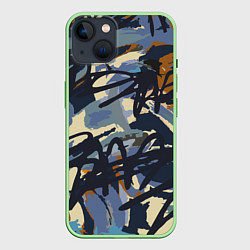 Чехол для iPhone 14 Abstract drawing in blue, цвет: 3D-салатовый