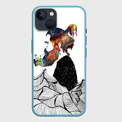 Чехол для iPhone 14 Mystery man, цвет: 3D-голубой