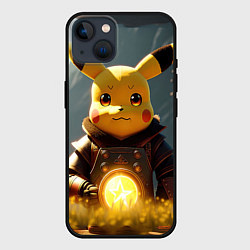 Чехол для iPhone 14 Пикачу в стиле постапакалипсис, цвет: 3D-черный