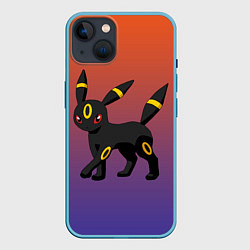 Чехол для iPhone 14 Умбреон покемон-кот, цвет: 3D-голубой