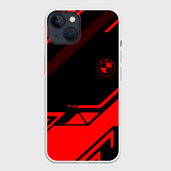 Чехол для iPhone 14 BMW geometry sport red, цвет: 3D-белый