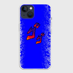 Чехол для iPhone 14 Jojos bizarre adventure - синяя символига-лого, цвет: 3D-белый
