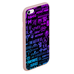 Чехол iPhone 6/6S Plus матовый Неоновые лого игр, цвет: 3D-светло-розовый — фото 2