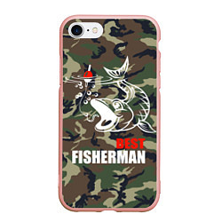 Чехол iPhone 7/8 матовый Best fisherman, цвет: 3D-светло-розовый