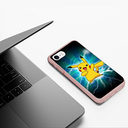 Чехол iPhone 7/8 матовый Искрящийся Пикачу, цвет: 3D-светло-розовый — фото 2