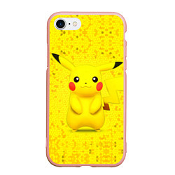 Чехол iPhone 7/8 матовый Pikachu, цвет: 3D-светло-розовый