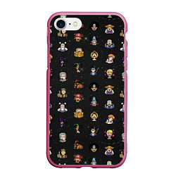 Чехол iPhone 7/8 матовый One Piece. Pixel art pattern, цвет: 3D-малиновый