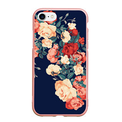 Чехол iPhone 7/8 матовый Fashion flowers, цвет: 3D-светло-розовый