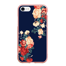 Чехол iPhone 7/8 матовый Fashion flowers, цвет: 3D-светло-розовый