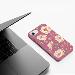 Чехол iPhone 7/8 матовый Красивые цветы, цвет: 3D-малиновый — фото 2