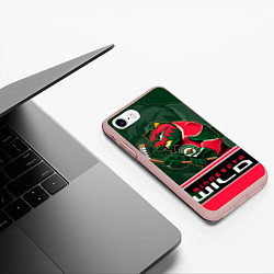 Чехол iPhone 7/8 матовый Minnesota Wild, цвет: 3D-светло-розовый — фото 2