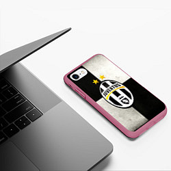 Чехол iPhone 7/8 матовый Juventus FC, цвет: 3D-малиновый — фото 2