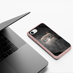 Чехол iPhone 7/8 матовый Grumpy Cat, цвет: 3D-светло-розовый — фото 2