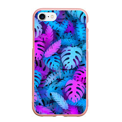 Чехол iPhone 7/8 матовый Сине-розовые тропики, цвет: 3D-светло-розовый