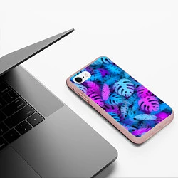 Чехол iPhone 7/8 матовый Сине-розовые тропики, цвет: 3D-светло-розовый — фото 2