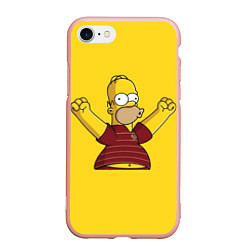 Чехол iPhone 7/8 матовый Гомер-болельщик, цвет: 3D-светло-розовый
