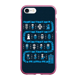 Чехол iPhone 7/8 матовый Доктор Кто: узор, цвет: 3D-малиновый