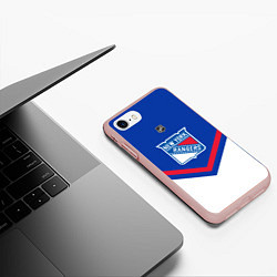 Чехол iPhone 7/8 матовый NHL: New York Rangers, цвет: 3D-светло-розовый — фото 2