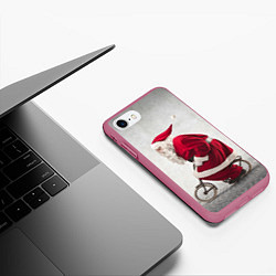 Чехол iPhone 7/8 матовый Санта, цвет: 3D-малиновый — фото 2