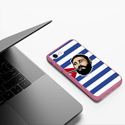 Чехол iPhone 7/8 матовый Fidel Castro, цвет: 3D-малиновый — фото 2