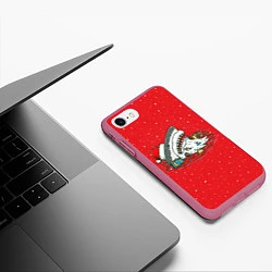Чехол iPhone 7/8 матовый Акула Дед Мороз, цвет: 3D-малиновый — фото 2