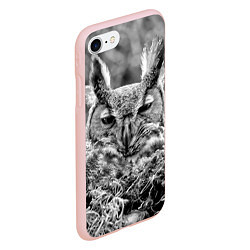 Чехол iPhone 7/8 матовый Ночной филин, цвет: 3D-светло-розовый — фото 2
