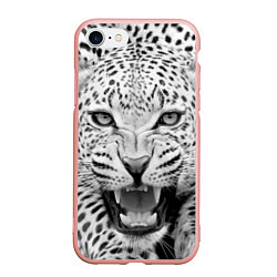 Чехол iPhone 7/8 матовый Белый леопард, цвет: 3D-светло-розовый