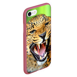 Чехол iPhone 7/8 матовый Свирепый леопард, цвет: 3D-малиновый — фото 2