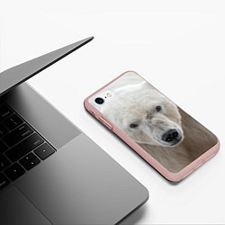 Чехол iPhone 7/8 матовый Белый медведь, цвет: 3D-светло-розовый — фото 2
