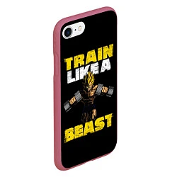 Чехол iPhone 7/8 матовый Train Like a Beast, цвет: 3D-малиновый — фото 2