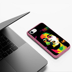 Чехол iPhone 7/8 матовый Боб Марли: фан-арт, цвет: 3D-малиновый — фото 2