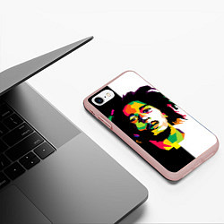 Чехол iPhone 7/8 матовый Bob Marley: Colors, цвет: 3D-светло-розовый — фото 2
