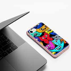 Чехол iPhone 7/8 матовый Кошачьи мордочки, цвет: 3D-светло-розовый — фото 2