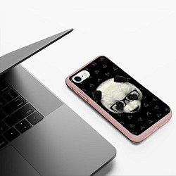 Чехол iPhone 7/8 матовый Умная панда, цвет: 3D-светло-розовый — фото 2