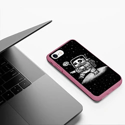Чехол iPhone 7/8 матовый Панда лунатик, цвет: 3D-малиновый — фото 2