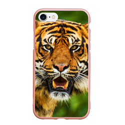 Чехол iPhone 7/8 матовый Тигр, цвет: 3D-светло-розовый