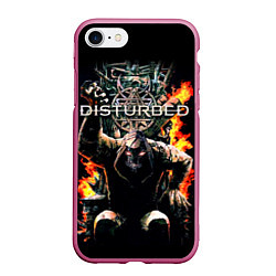 Чехол iPhone 7/8 матовый Disturbed: Flame Throne, цвет: 3D-малиновый