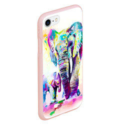 Чехол iPhone 7/8 матовый Акварельные слоны, цвет: 3D-светло-розовый — фото 2