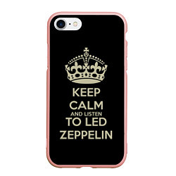 Чехол iPhone 7/8 матовый Keep Calm & Led Zeppelin, цвет: 3D-светло-розовый