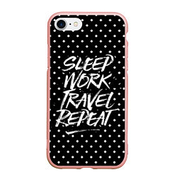 Чехол iPhone 7/8 матовый Sleep Work Travel Repeat, цвет: 3D-светло-розовый