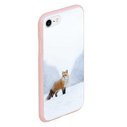 Чехол iPhone 7/8 матовый Лиса на снегу, цвет: 3D-светло-розовый — фото 2