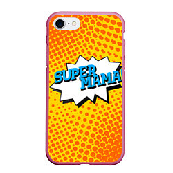 Чехол iPhone 7/8 матовый Супермама, цвет: 3D-малиновый