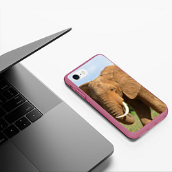 Чехол iPhone 7/8 матовый Рыжий слон, цвет: 3D-малиновый — фото 2