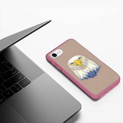Чехол iPhone 7/8 матовый Геометрический орел, цвет: 3D-малиновый — фото 2