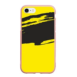 Чехол iPhone 7/8 матовый Чёрно-жёлтый, цвет: 3D-светло-розовый