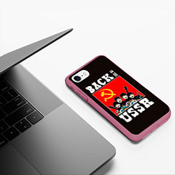 Чехол iPhone 7/8 матовый Back In The USSR, цвет: 3D-малиновый — фото 2