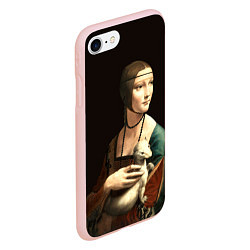 Чехол iPhone 7/8 матовый Дама с горностаем, цвет: 3D-светло-розовый — фото 2