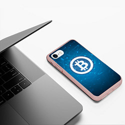 Чехол iPhone 7/8 матовый Bitcoin Blue, цвет: 3D-светло-розовый — фото 2