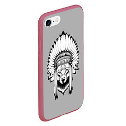 Чехол iPhone 7/8 матовый Indian wolf, цвет: 3D-малиновый — фото 2