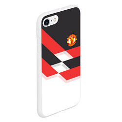 Чехол iPhone 7/8 матовый Manchester United: Stipe, цвет: 3D-белый — фото 2